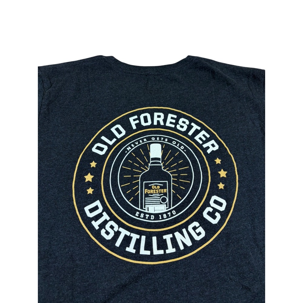 Old Forester Distilling Co Mens Large Charcoal Heather Graphic T-Shirt Bourbon